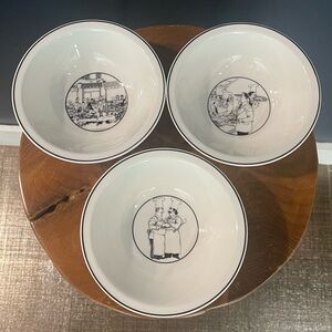 Epoch Le Restaurant Noritake Set of 3 Cereal Bowls French Bistro Chefs